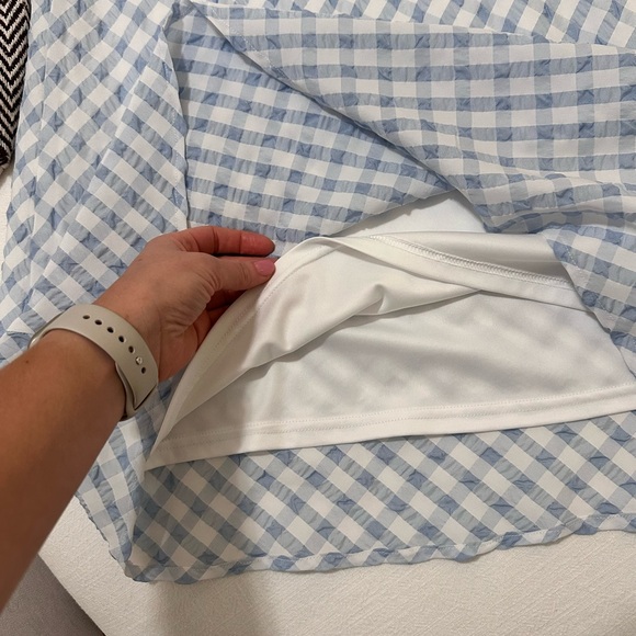 Lulu’s Daintily Dreaming White and Blue Sleeveless Gingham Midi Dress - Picture 4 of 7